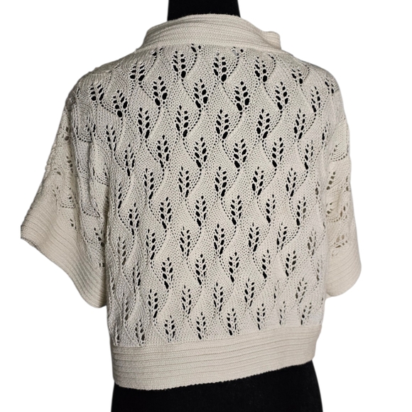 Nine West Cream Open-Knit Women's Poncho - Picture 2 of 7